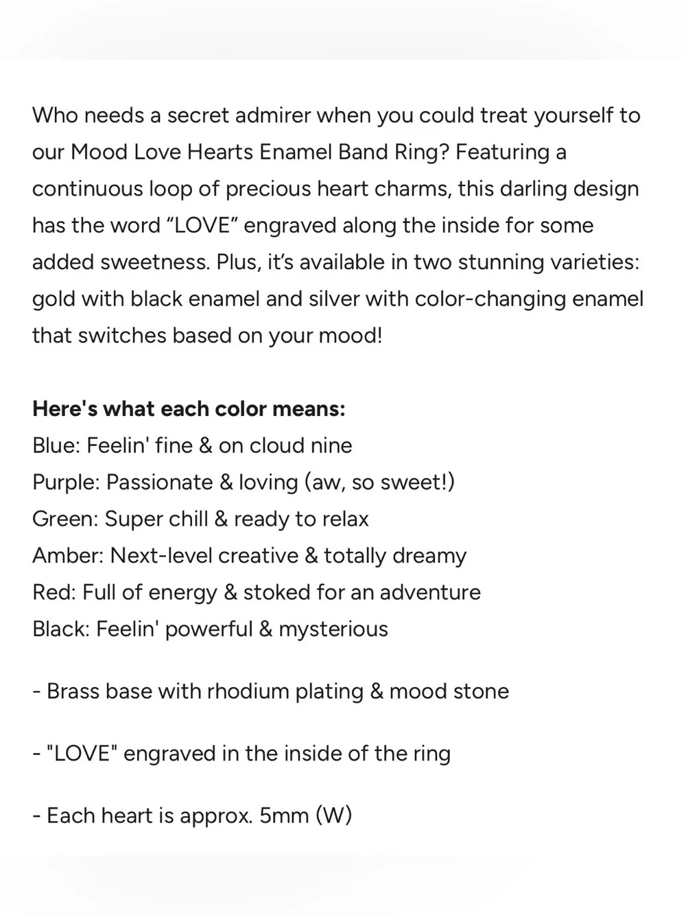 Pura Vida Love Hearts Gold Ring with Black Enamel Hearts